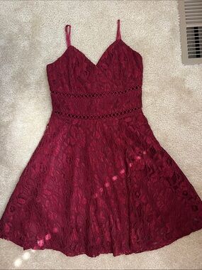 Burgundy Lace A-Line Spaghetti Strap Dress NWOT